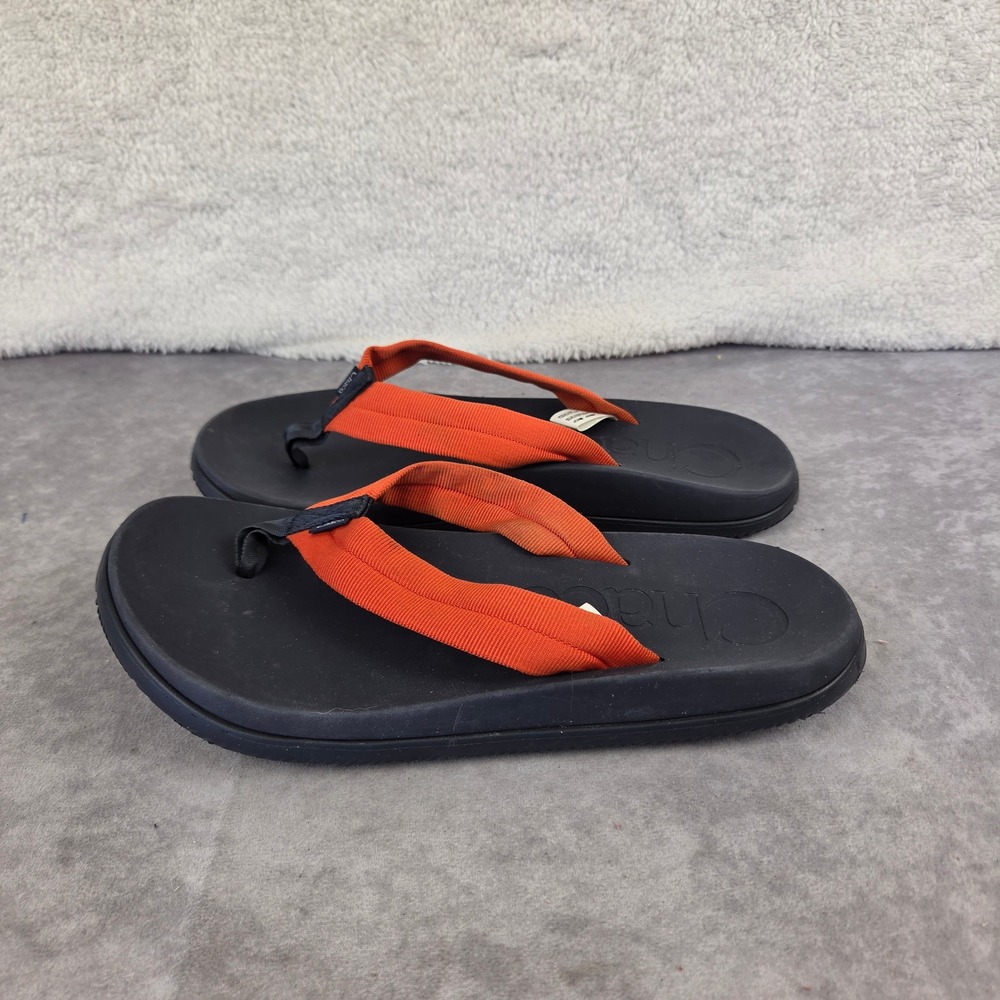 Chaco Chillos Flip Sandals Mens 10 Orange Black J108447 Recovery Slides